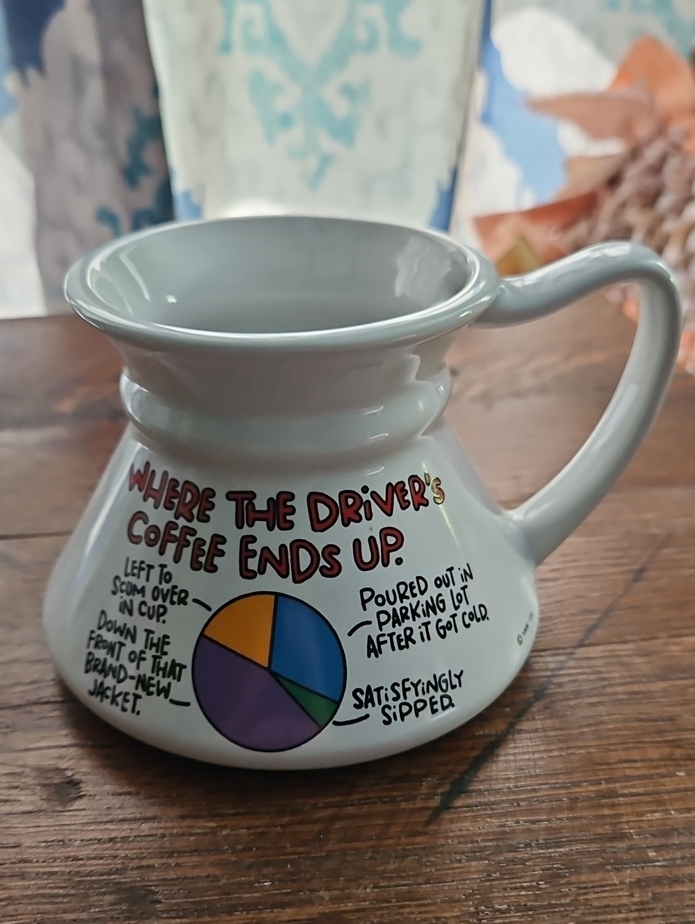 Hallmark White Ceramic Mug Coffee Tea with Colorful Pie-Chart Graphic No Spill